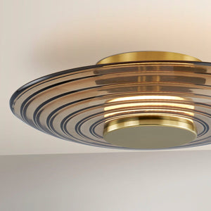 Hudson Valley Lighting Pendant Light Ribbed Clear Smoke / Aged Brass Griston Linear Horizontal Pendant Light