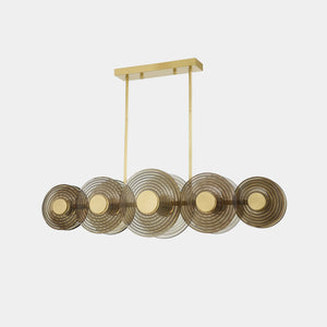 Hudson Valley Lighting Pendant Light Ribbed Clear Smoke / Aged Brass Griston Linear Horizontal Pendant Light