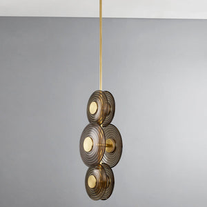 Hudson Valley Lighting Pendant Light Ribbed Clear Smoke / Aged Brass Griston Vertical Pendant Light