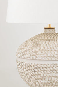 Hudson Valley Lighting Table Lamp Beige Ceramic | Gold Leaf Katonah Table Lamp