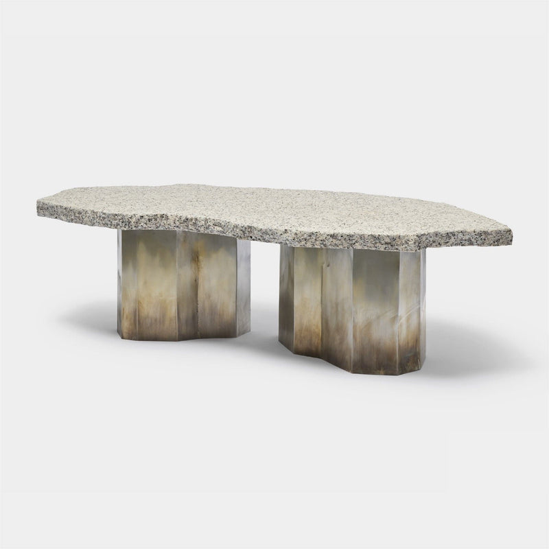 Jeongwha Seo Stool Burnished Stainless Steel + Granite Cut and Connected Dining Table