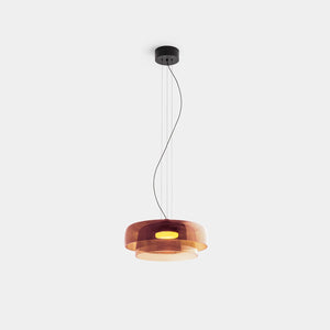 LEDS C4 Pendant Lamp Cognac Levels Two Shaded Pendant Light