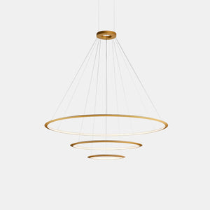 LEDS C4 Pendant Lamp Matte Gold Circular Inward Three Ring Pendant Light - Large