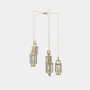 MASIERO Suspension Light Brushed Brass G18 / Crek Glass Crek Round Suspension Light C5 RD 80