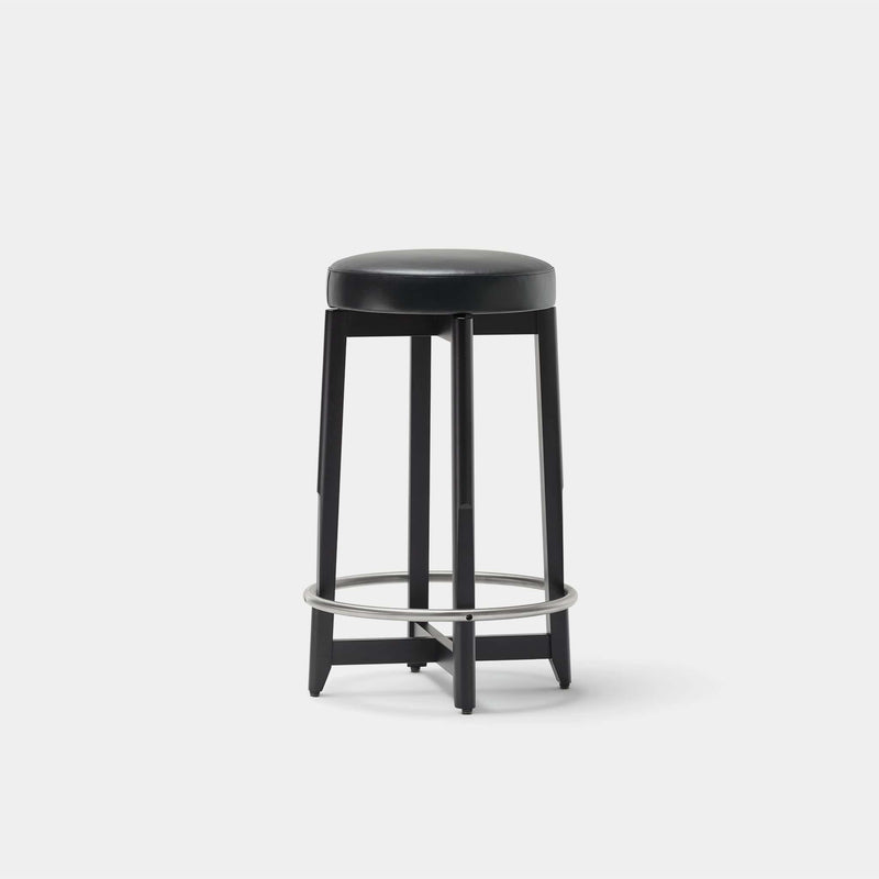 Mattiazzi Bar Stool beech-black / black-leather-envy Apsis Counter Stool