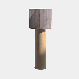 Nassi Floor Lamp Wood Fired Clay / Beeswax Coated / Rust Handwoven Paper / Parchment Weaving Nassi Floor Lamp