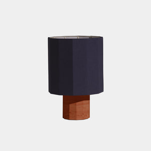 Nassi Table Lamp Red Travertine / Blue Linen Roma Dodecagon Medium Table Lamp