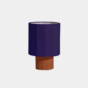 Nassi Table Lamp Red Travertine / Blue Linen Roma Dodecagon Small Table Lamp