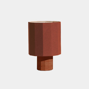 Nassi Table Lamp Red Travertine / Brick Linen Roma Dodecagon Medium Table Lamp