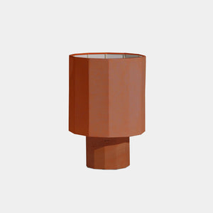 Nassi Table Lamp Red Travertine / Brick Linen Roma Dodecagon Small Table Lamp