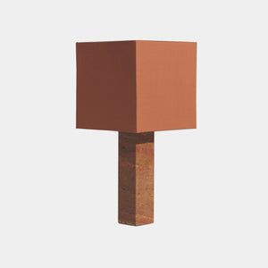 Nassi Table Lamp Red Travertine / Brick Linen Roma Square Large Table Lamp