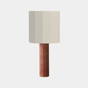 Nassi Table Lamp Red Travertine / White Linen Roma Dodecagon Large Table Lamp