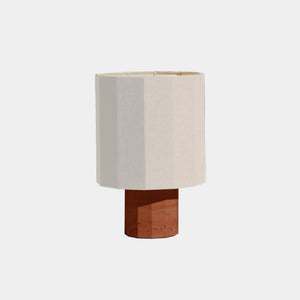 Nassi Table Lamp Red Travertine / White Linen Roma Dodecagon Medium Table Lamp