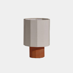 Nassi Table Lamp Red Travertine / White Linen Roma Dodecagon Small Table Lamp