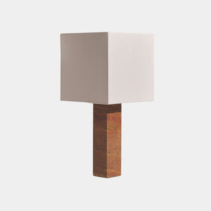 Nassi Table Lamp Red Travertine / White Linen Roma Square Large Table Lamp