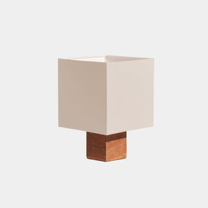 Nassi Table Lamp Red Travertine / White Linen Roma Square Medium Table Lamp