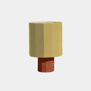 Nassi Table Lamp Red Travertine / Yellow Linen Roma Dodecagon Medium Table Lamp