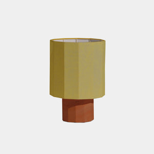 Nassi Table Lamp Red Travertine / Yellow Linen Roma Dodecagon Small Table Lamp