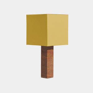 Nassi Table Lamp Red Travertine / Yellow Linen Roma Square Large Table Lamp