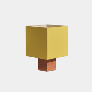 Nassi Table Lamp Red Travertine / Yellow Linen Roma Square Medium Table Lamp