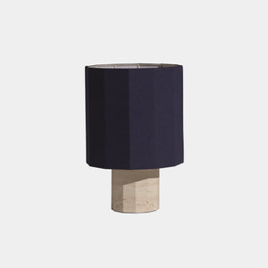 Nassi Table Lamp White Travertine / Blue Linen Roma Dodecagon Medium Table Lamp