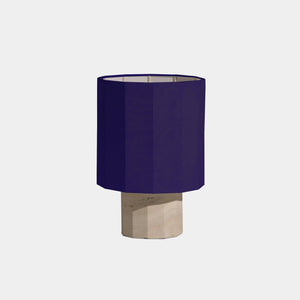 Nassi Table Lamp White Travertine / Blue Linen Roma Dodecagon Small Table Lamp