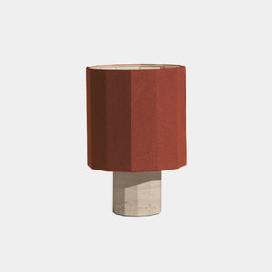 Nassi Table Lamp White Travertine / Brick Linen Roma Dodecagon Medium Table Lamp