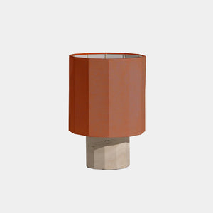 Nassi Table Lamp White Travertine / Brick Linen Roma Dodecagon Small Table Lamp