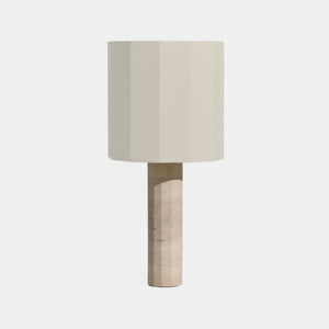 Nassi Table Lamp White Travertine / White Linen Roma Dodecagon Large Table Lamp