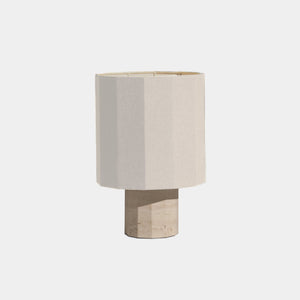 Nassi Table Lamp White Travertine / White Linen Roma Dodecagon Medium Table Lamp