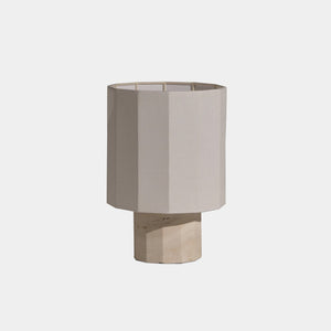 Nassi Table Lamp White Travertine / White Linen Roma Dodecagon Small Table Lamp