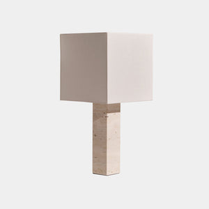 Nassi Table Lamp White Travertine / White Linen Roma Square Large Table Lamp