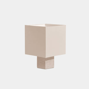 Nassi Table Lamp White Travertine / White Linen Roma Square Medium Table Lamp