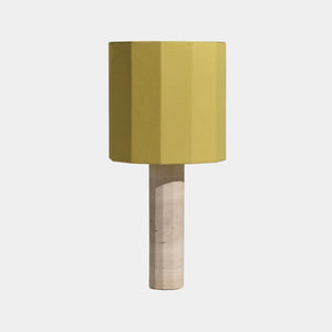 Nassi Table Lamp White Travertine / Yellow Linen Roma Dodecagon Large Table Lamp