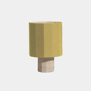 Nassi Table Lamp White Travertine / Yellow Linen Roma Dodecagon Medium Table Lamp