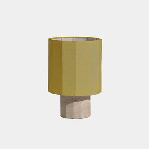 Nassi Table Lamp White Travertine / Yellow Linen Roma Dodecagon Small Table Lamp