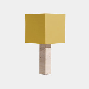 Nassi Table Lamp White Travertine / Yellow Linen Roma Square Large Table Lamp