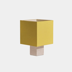 Nassi Table Lamp White Travertine / Yellow Linen Roma Square Medium Table Lamp