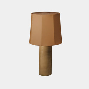 Nassi Table Lamp Wood Fired Clay / Beeswax Coated / Caramel Linen Sonora Linen Large Table Lamp