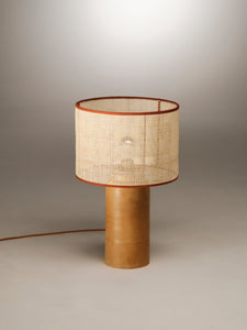 Nassi Table Lamp Wood Fired Clay / Beeswax Coated / Natural Rattan / Rust Cotton Trim Sonora Rattan Medium Table Lamp