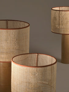 Nassi Table Lamp Wood Fired Clay / Beeswax Coated / Natural Rattan / Rust Cotton Trim Sonora Rattan Medium Table Lamp