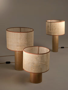 Nassi Table Lamp Wood Fired Clay / Beeswax Coated / Natural Rattan / Rust Cotton Trim Sonora Rattan Medium Table Lamp