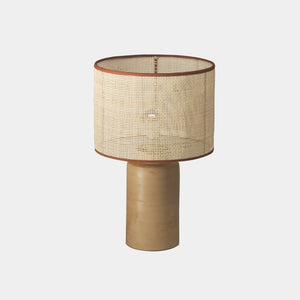 Nassi Table Lamp Wood Fired Clay / Beeswax Coated / Natural Rattan / Rust Cotton Trim Sonora Rattan Medium Table Lamp