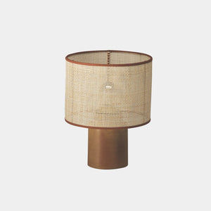 Nassi Table Lamp Wood Fired Clay / Beeswax Coated / Natural Rattan / Rust Cotton Trim Sonora Rattan Small Table Lamp S1