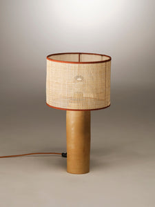 Nassi Table Lamp Wood Fired Clay / Beeswax Coated / Natural Rattan / Rust Cotton Trim Sonora Rattan Small Table Lamp S2