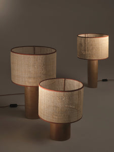 Nassi Table Lamp Wood Fired Clay / Beeswax Coated / Natural Rattan / Rust Cotton Trim Sonora Rattan Table Lamp XL