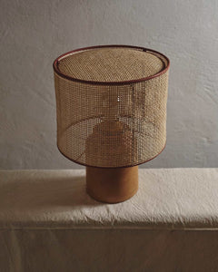 Nassi Table Lamp Wood Fired Clay / Beeswax Coated / Natural Rattan / Rust Cotton Trim Sonora Rattan Table Lamp XL