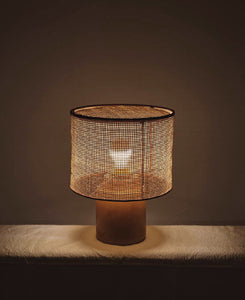 Nassi Table Lamp Wood Fired Clay / Beeswax Coated / Natural Rattan / Rust Cotton Trim Sonora Rattan Table Lamp XL