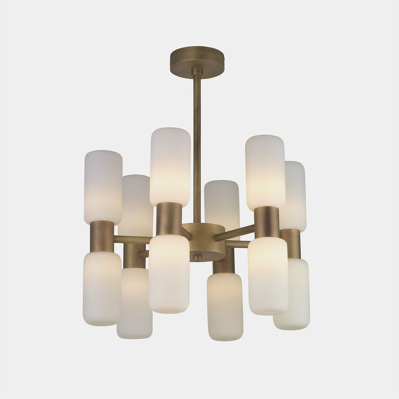 Northern Lights Chandelier Opal Glass + Brass Bartok 6 Light Chandelier