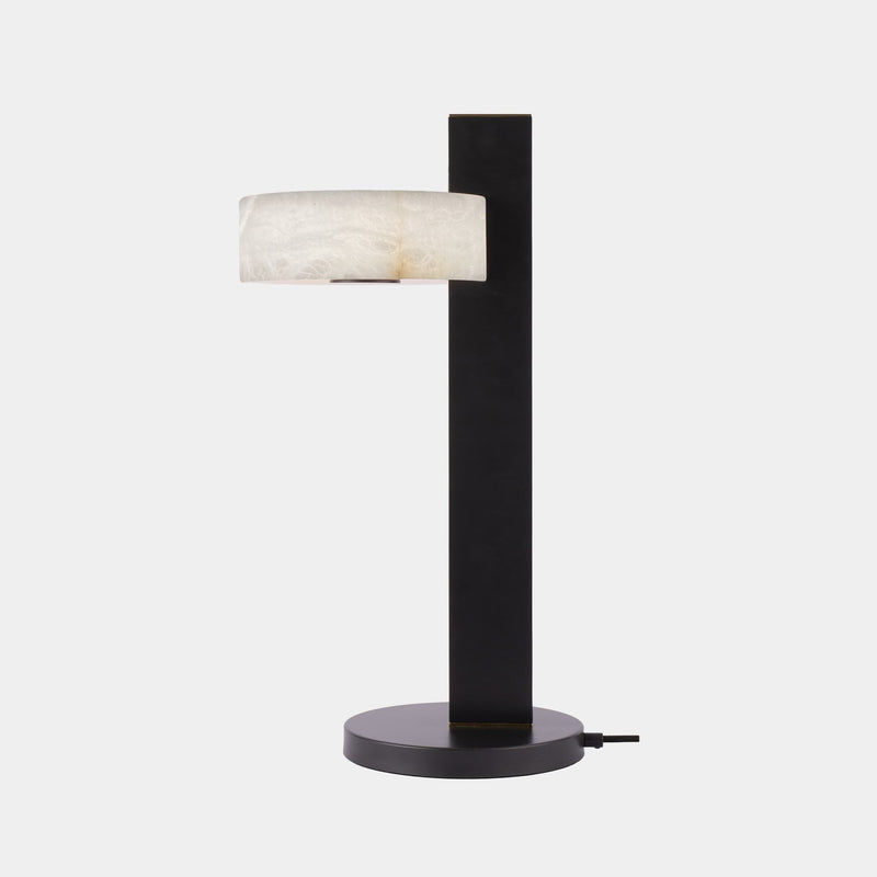 Northern Lights Table Lamp Matt Black Steel + Alabaster Turris Table Lamp
